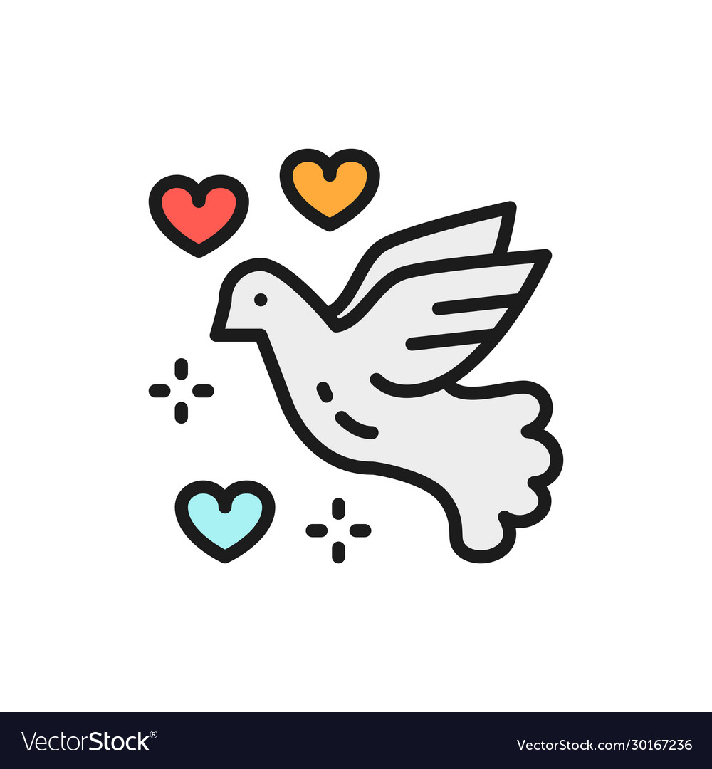 Dove peace love bird pigeon pacifism flat Vector Image