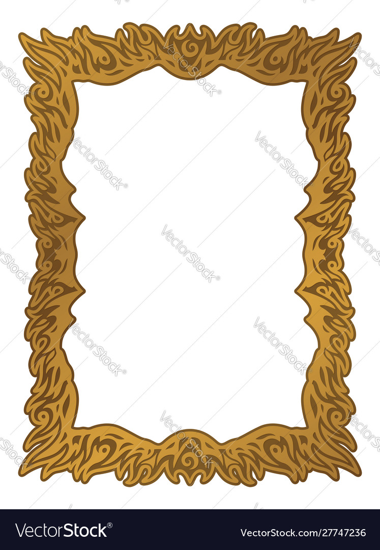 Isolated golden color border with fire pattern