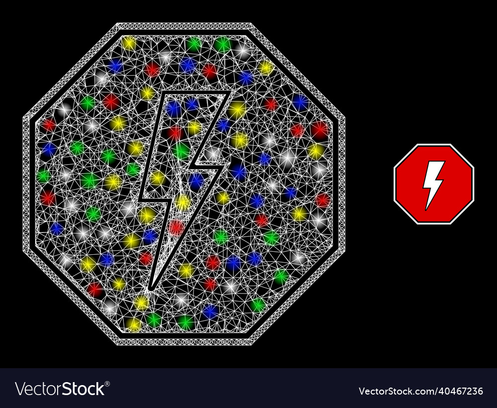 Light web net stop electricity octagon icon vector image Light web net stop electricity octagon icon