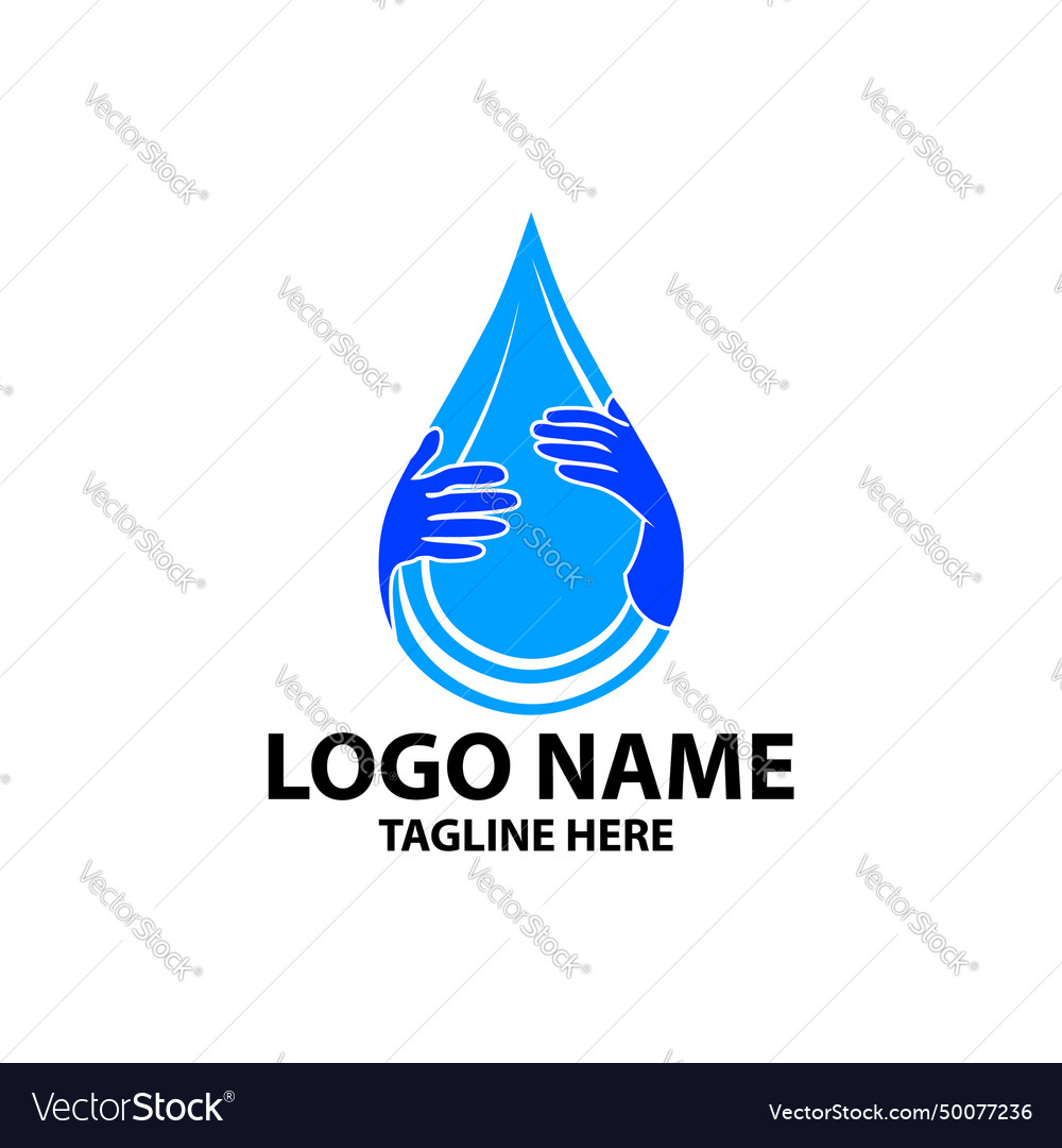 Logo Of Hands Hugging Water Drops Design Vector Image