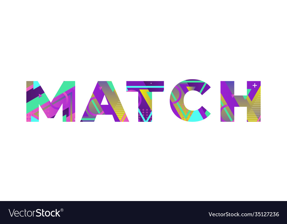 Match concept retro colorful word art Royalty Free Vector