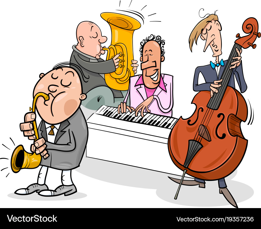 Musicians characters playing jazz music Royalty Free Vector