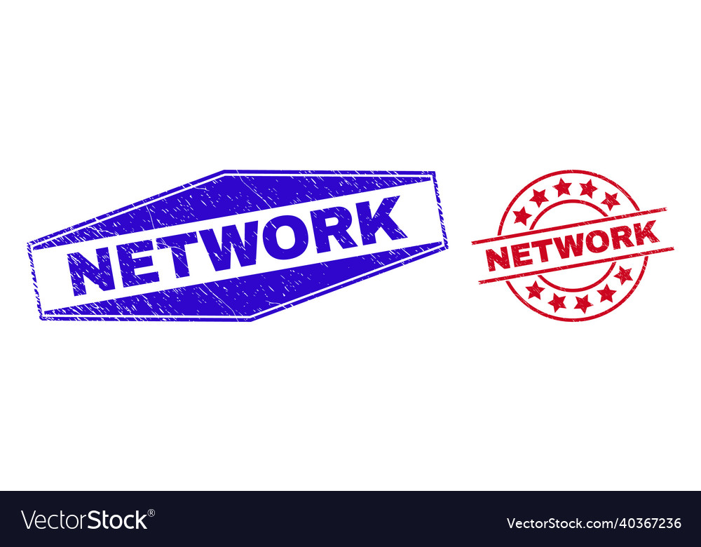 Network corroded seals in circle and hexagonal vector image Network corroded seals in circle and hexagonal