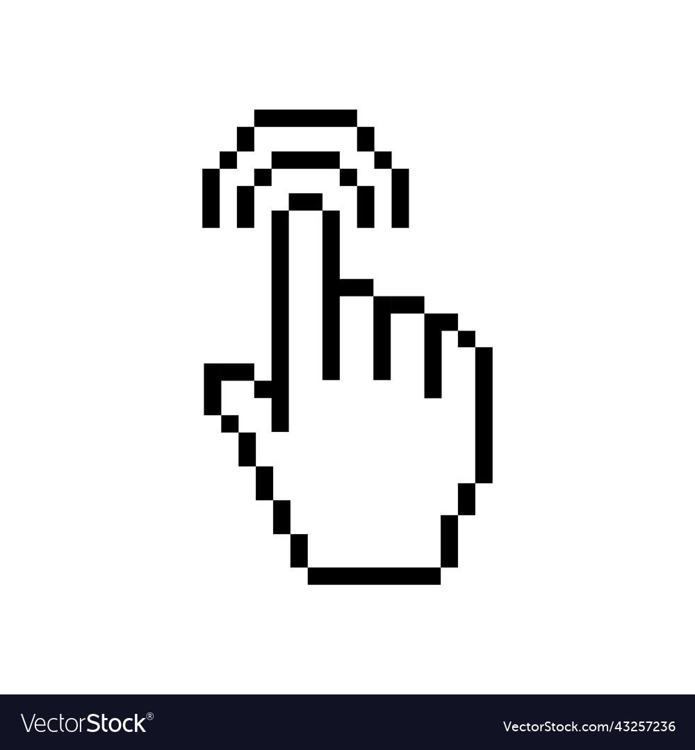 Pixel hand pointer icon gray vector image Pixel hand pointer icon gray