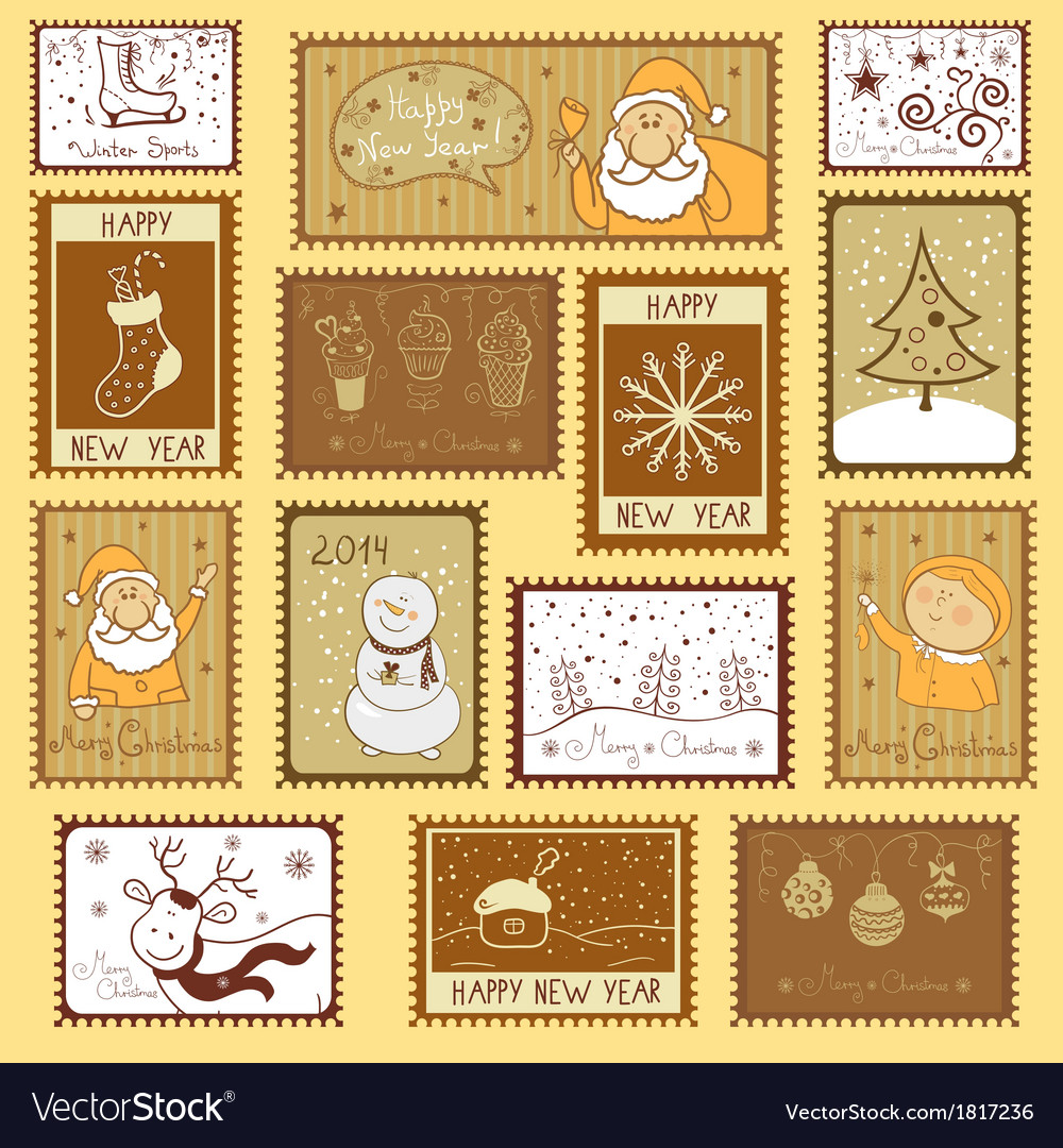 Postal stamps with christmas