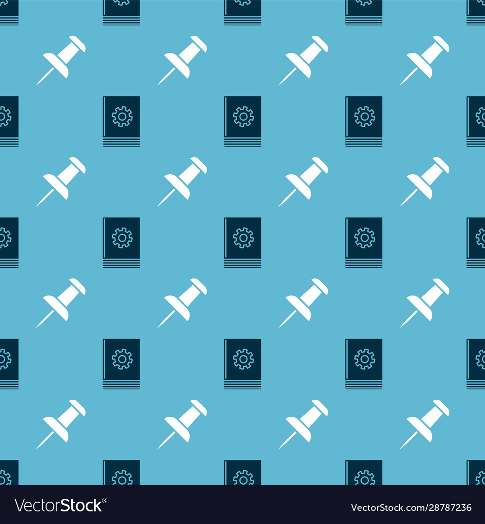 Set user manual and push pin on seamless pattern vector image Set user manual and push pin on seamless pattern