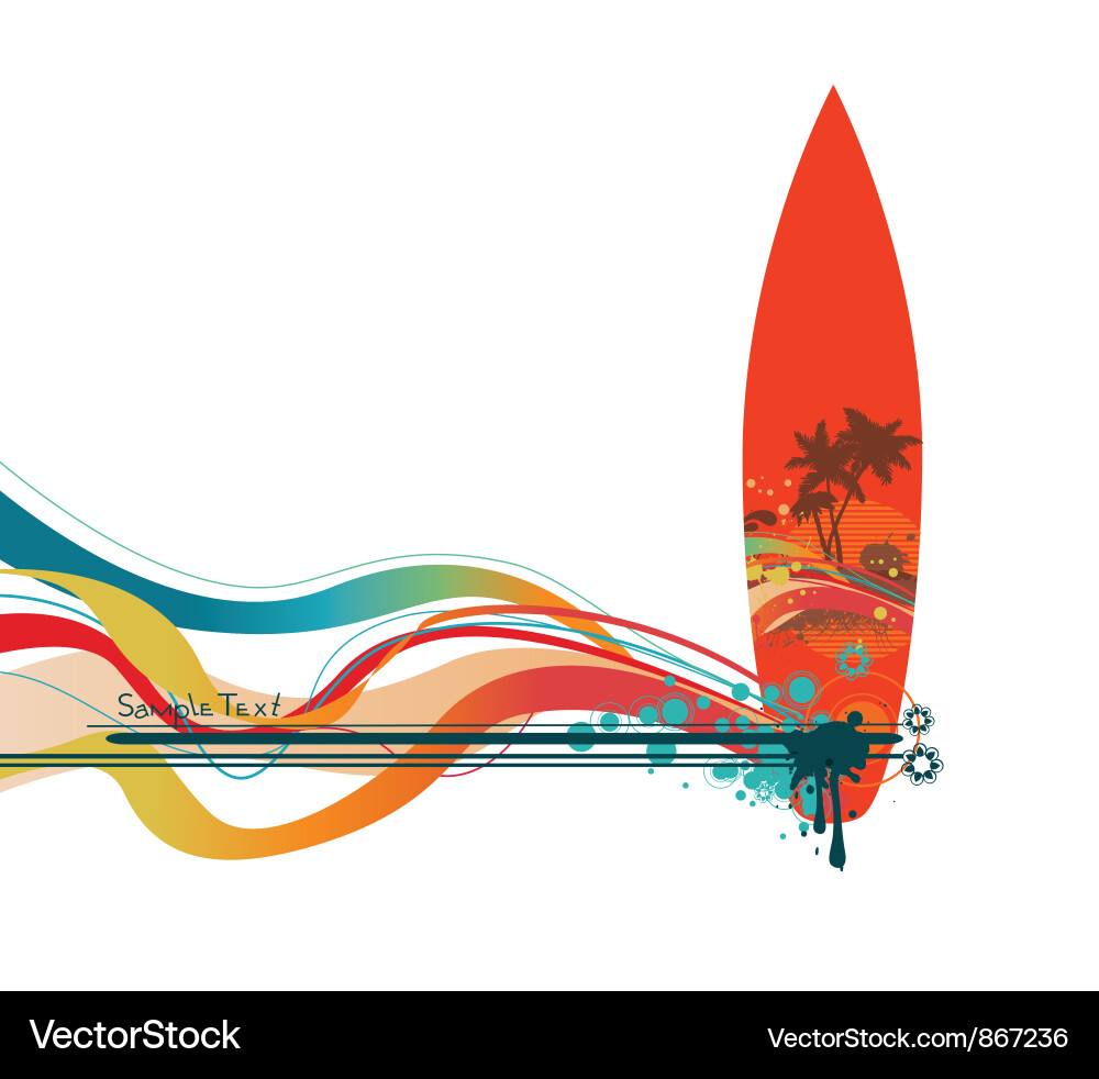 Summer background with surfboard Royalty Free Vector Image