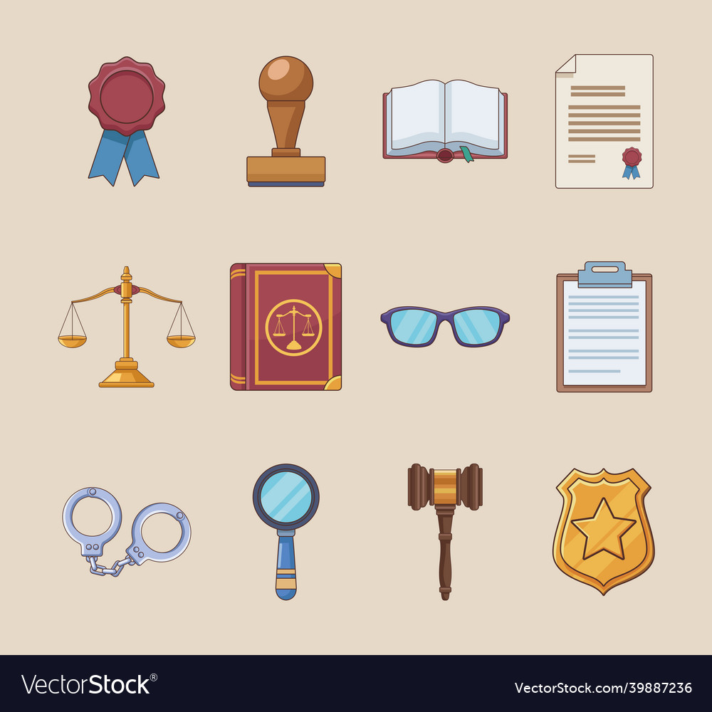 Twelve justice law icons