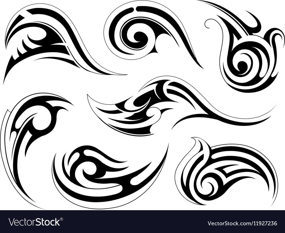 Various ethnic style tattoo swirls Royalty Free Vector Image