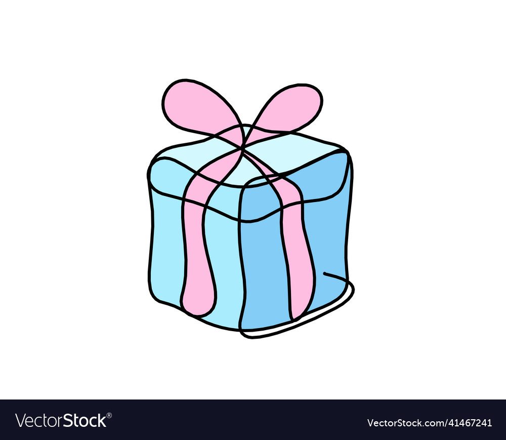 Abstract present box as continuous line drawing