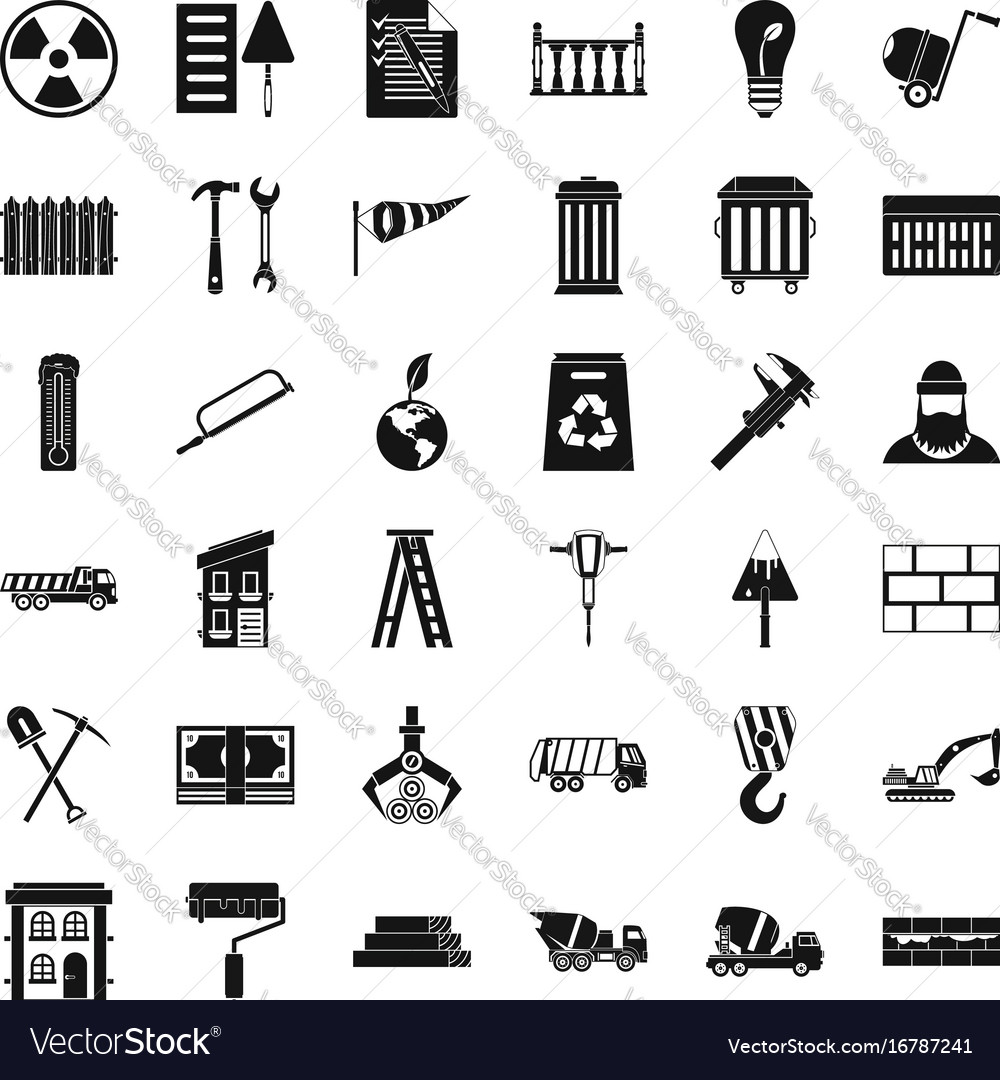 Building brick icons set simple style Royalty Free Vector