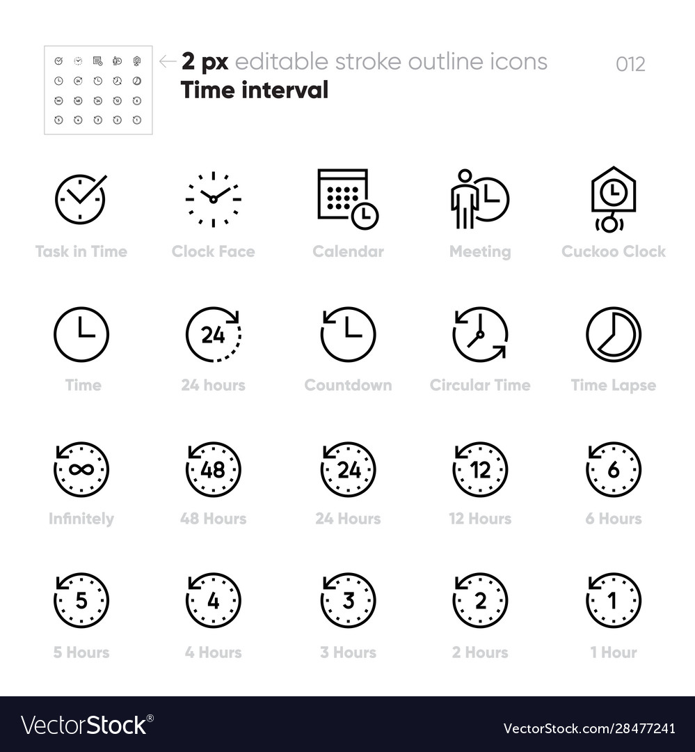Clock & Time Interval Icons - Outline