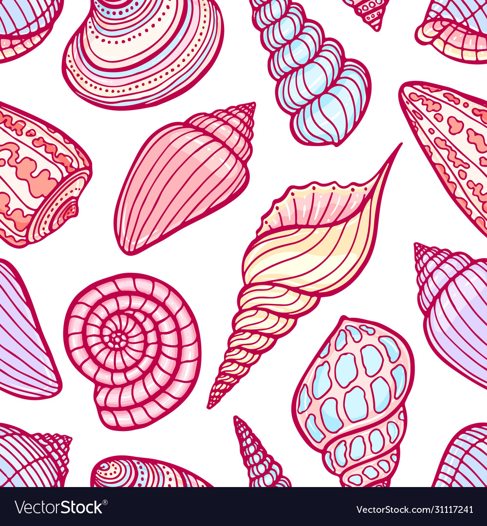 Colorful Seashell Pattern - Sketch