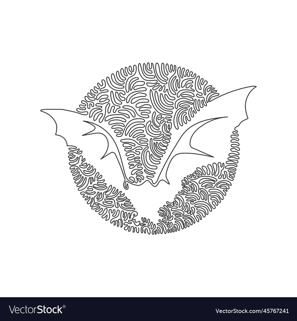 Continuous curve line drawing bat flapping wings