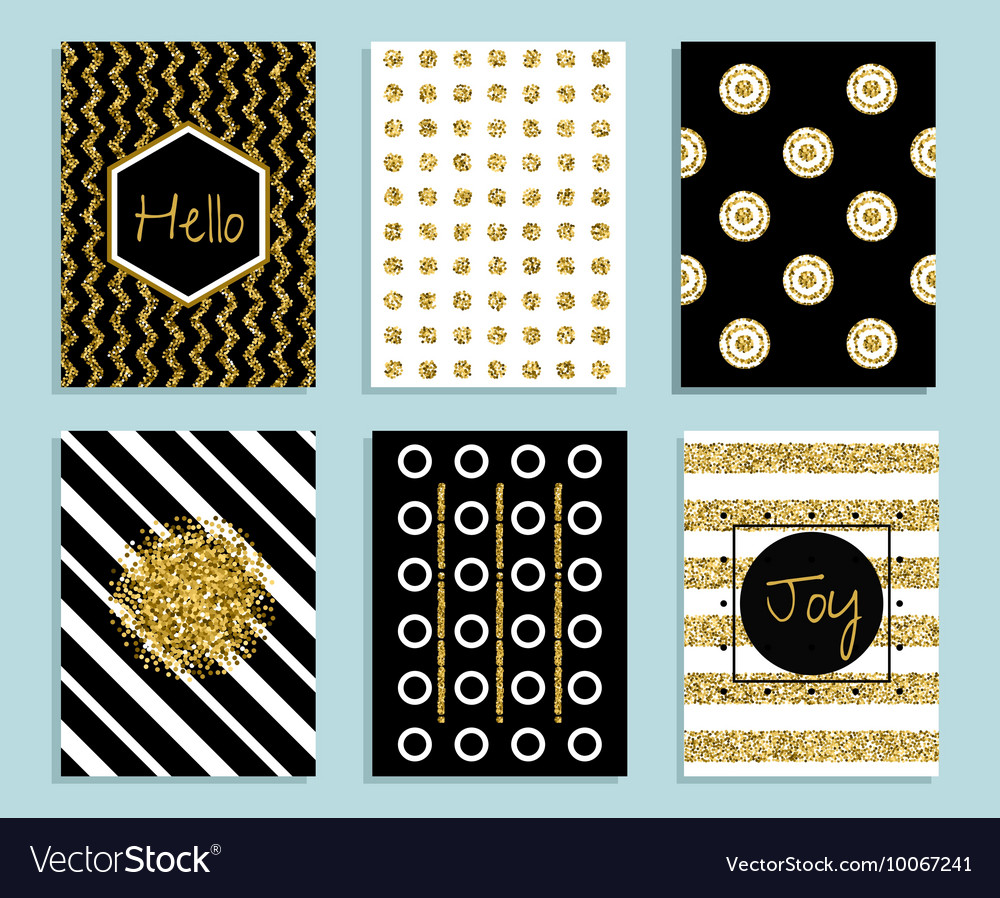 Gold white and black gift card template with Vector Image