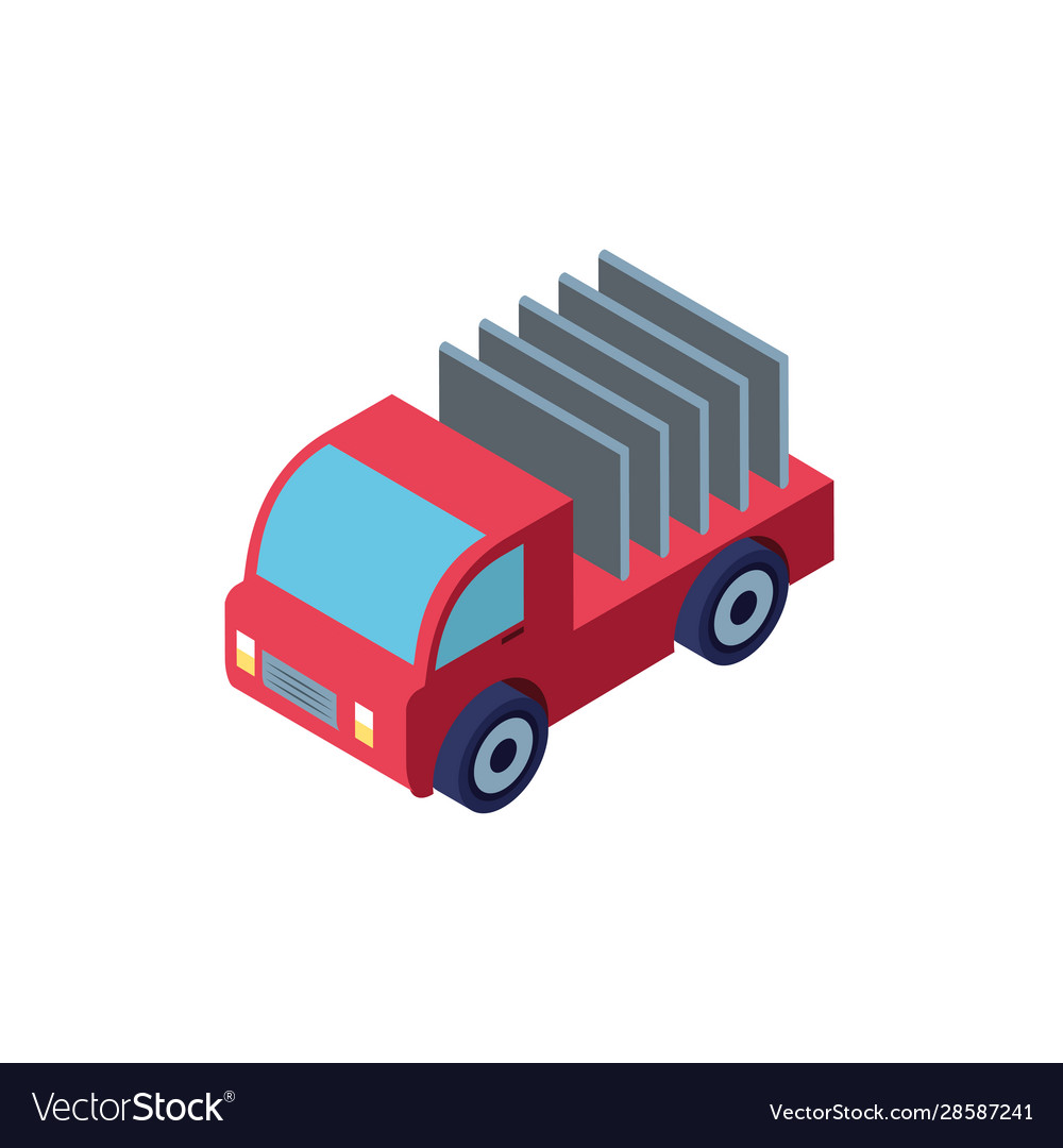 Isolated isometric red truck car vehicle