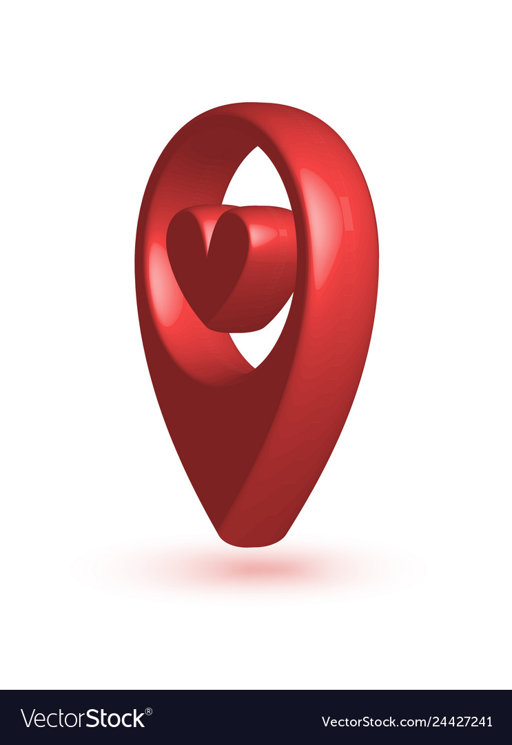 Map pointer with heart icon