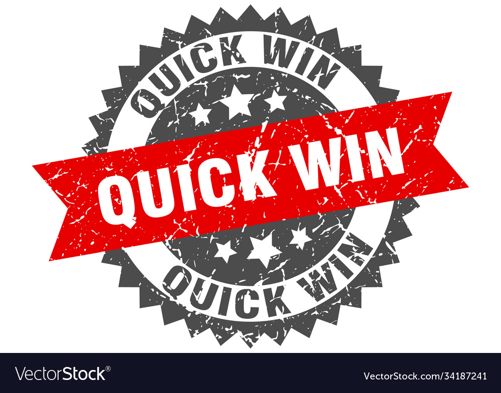 Quick win Stempel grunge rundes Zeichen mit Band