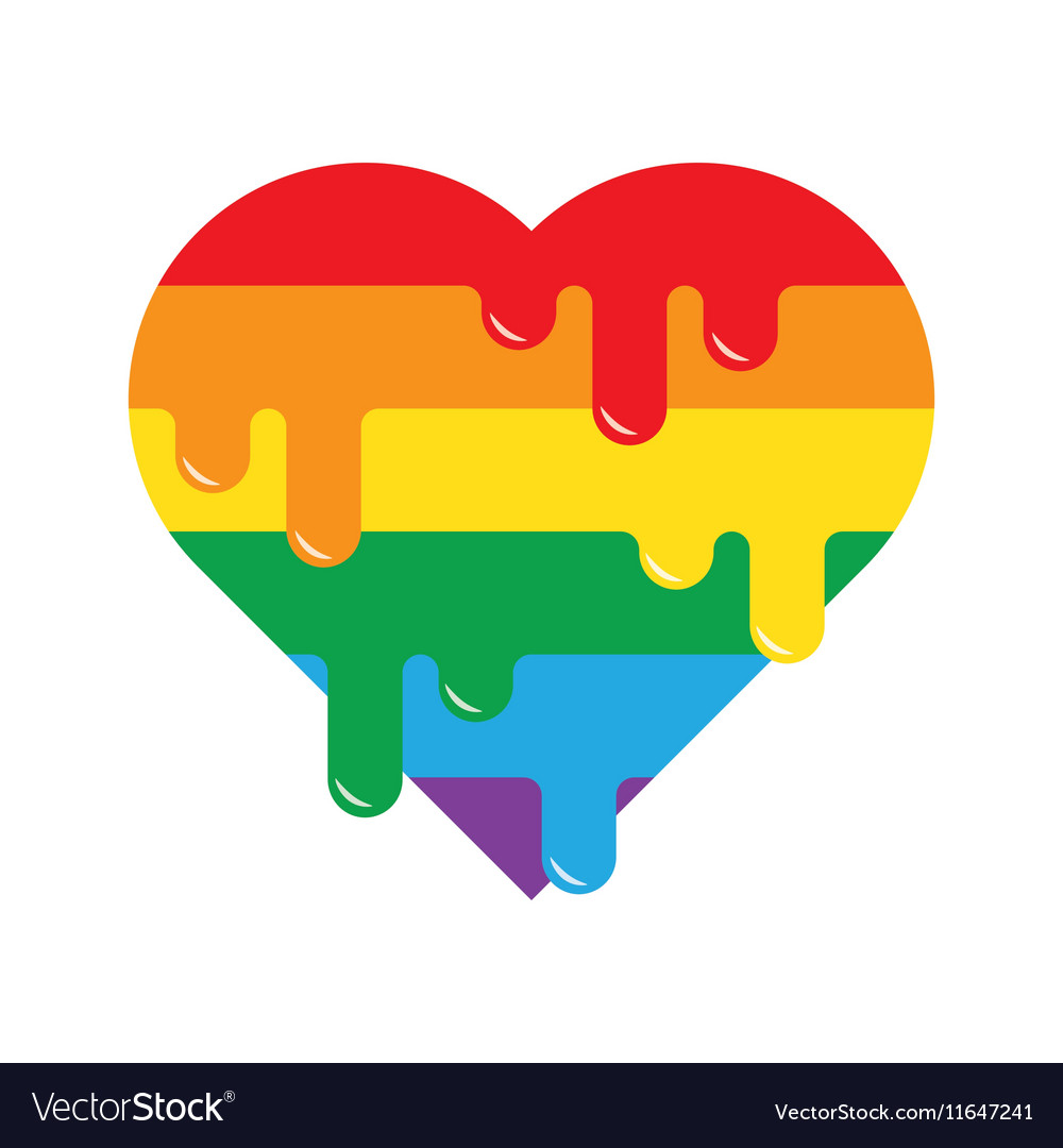 Rainbow Flag Lgbt Symbol On Heart Royalty Free Vector Image