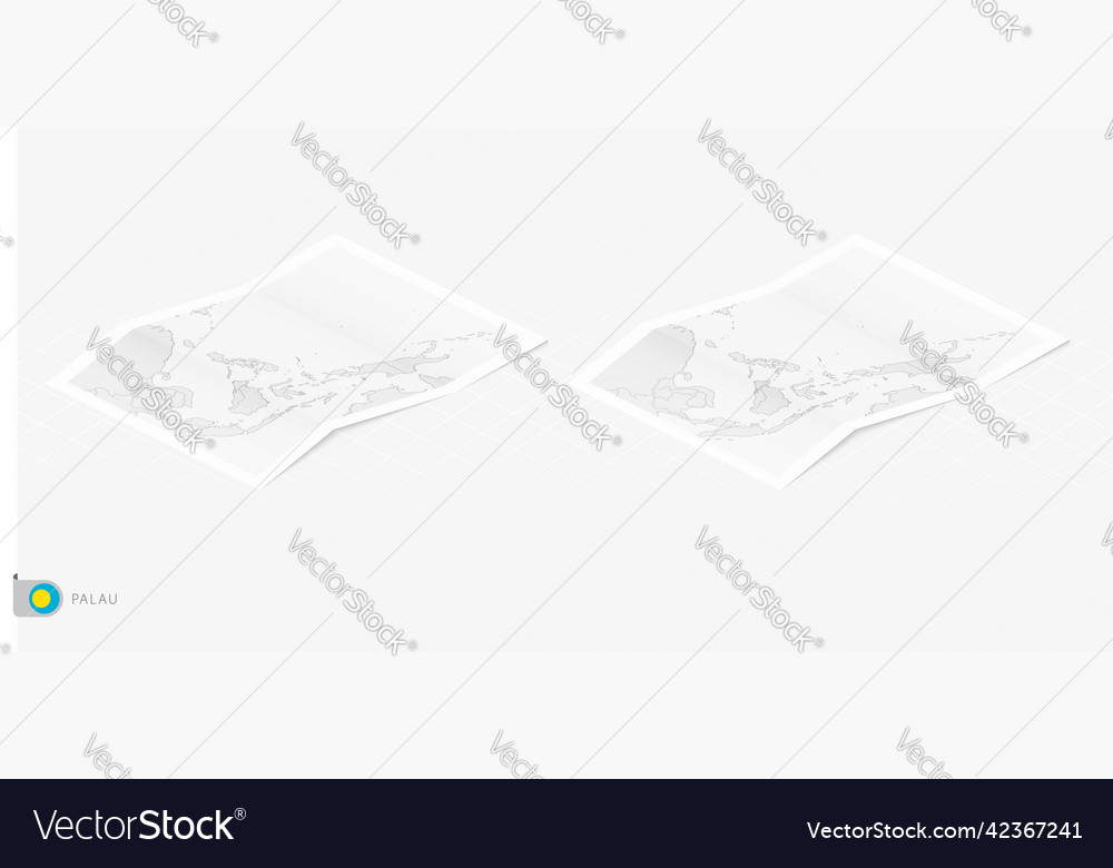 Set of two realistic map palau with shadow