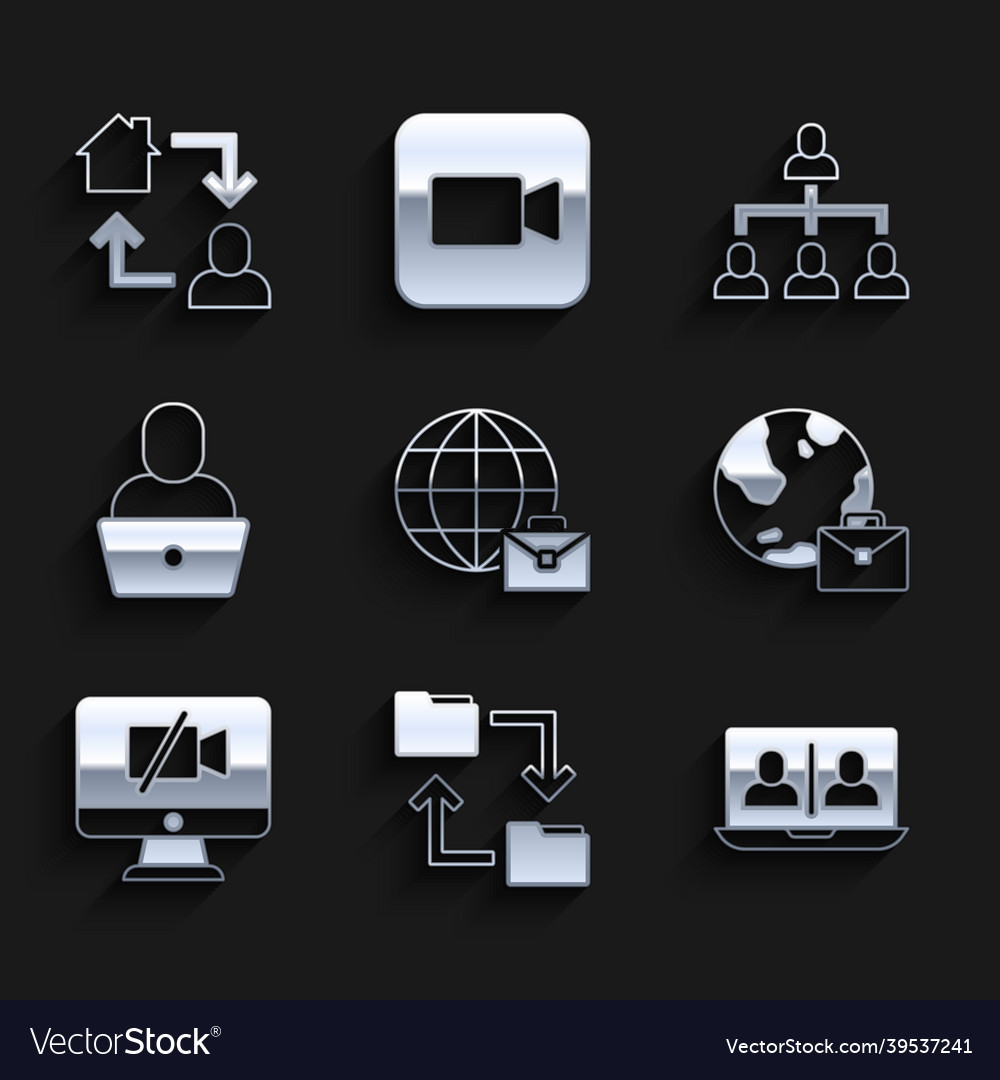 Set online working cloud storage document folder vector image Set online working cloud storage document folder