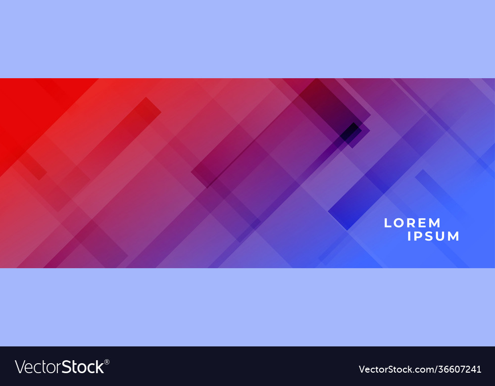 Vibrant red and blue banner with diagonal lines Vector Image