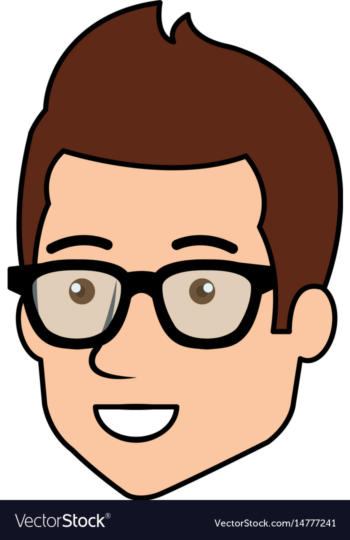 Young man head avatar with glasses Royalty Free Vector Image