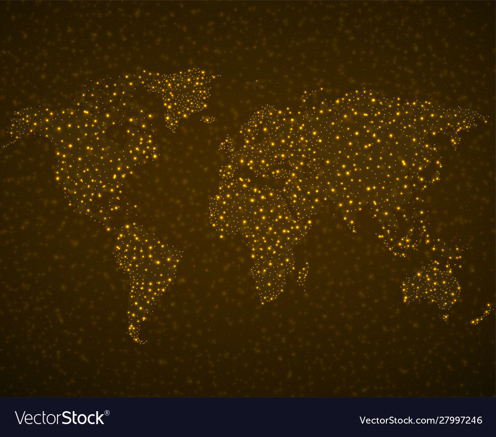 Abstract world map with glowing particles