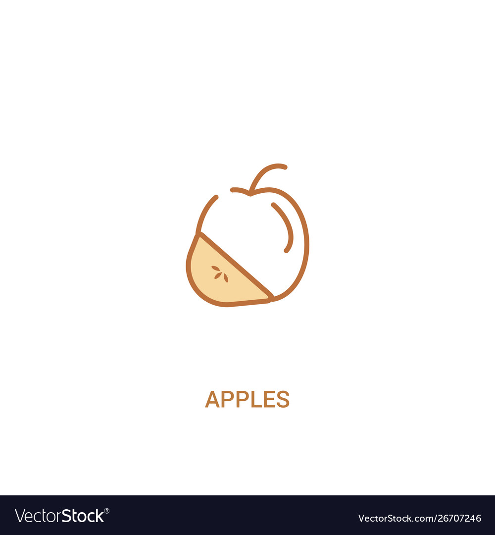 Apples concept 2 colored icon simple line element Vector Image Apples concept 2 colored icon simple line element