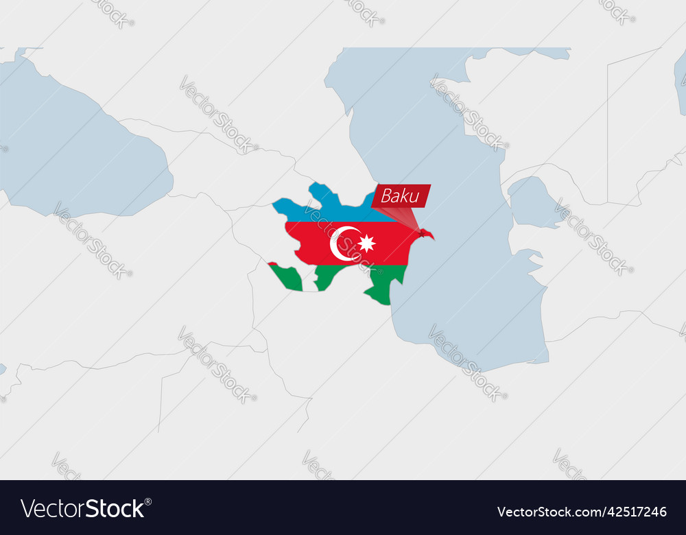 Azerbaijan highlighted in flag