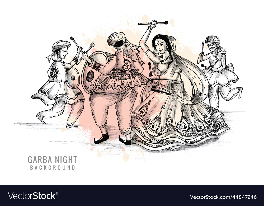 Beautiful couple playing dandiya in disco garba