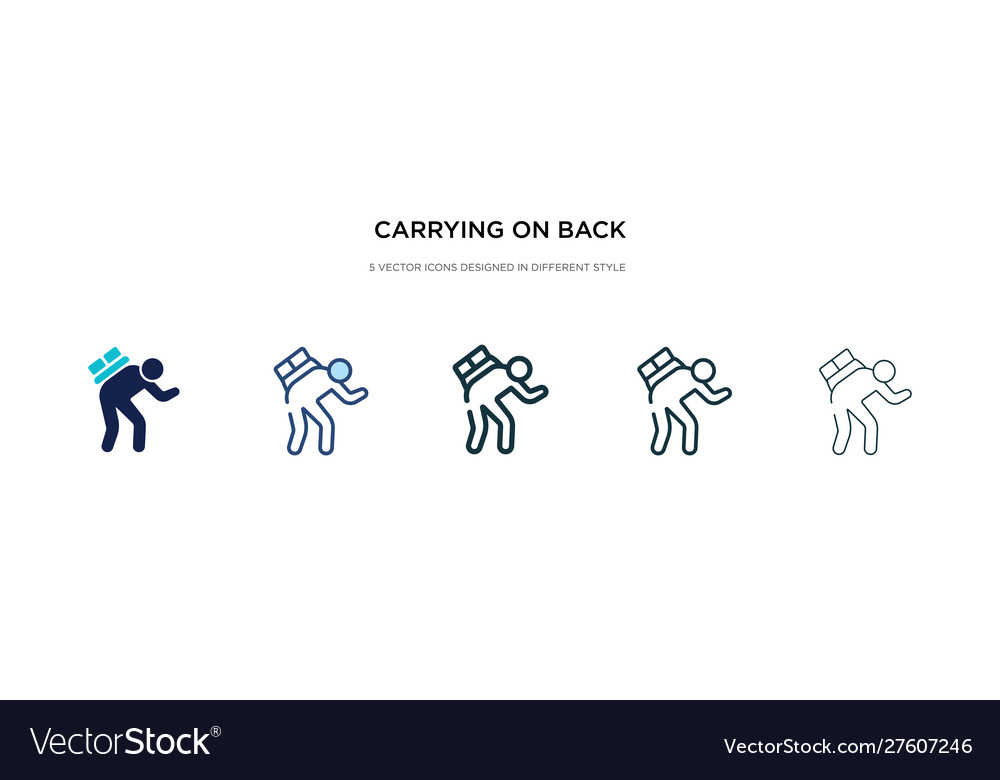 Carrying on back icon in different style two vector image Carrying on back icon in different style two
