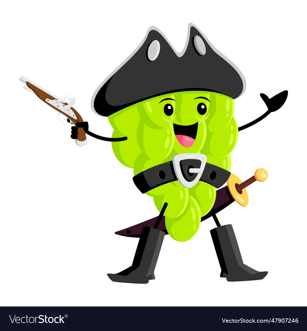 Cartoon grapes fruit or berry pirate and corsair
