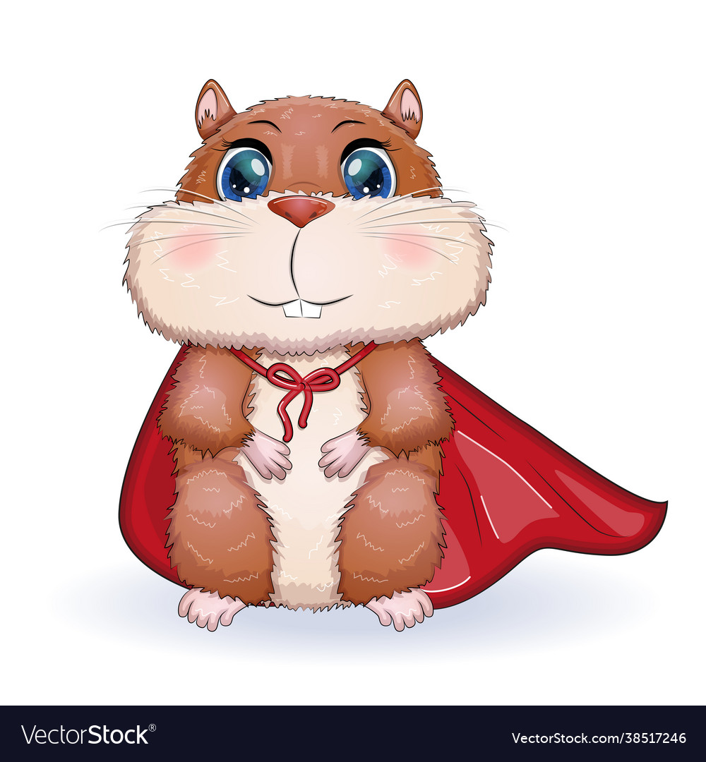 Cute hamster superhero cartoon characters