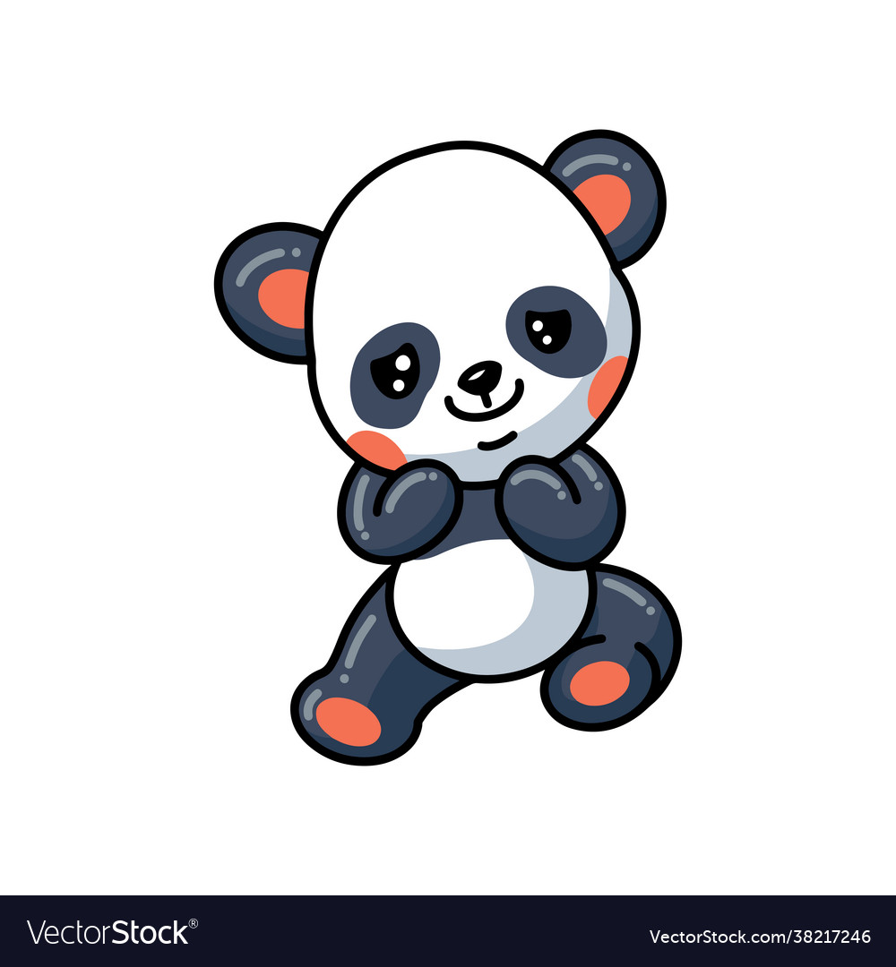 Cute little panda cartoon sitting Royalty Free Vector Image