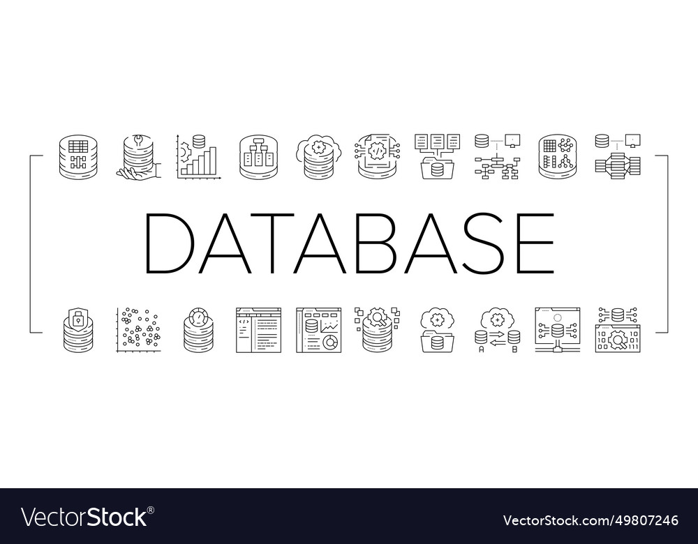 Database administrator server icons set vector image Database administrator server icons set
