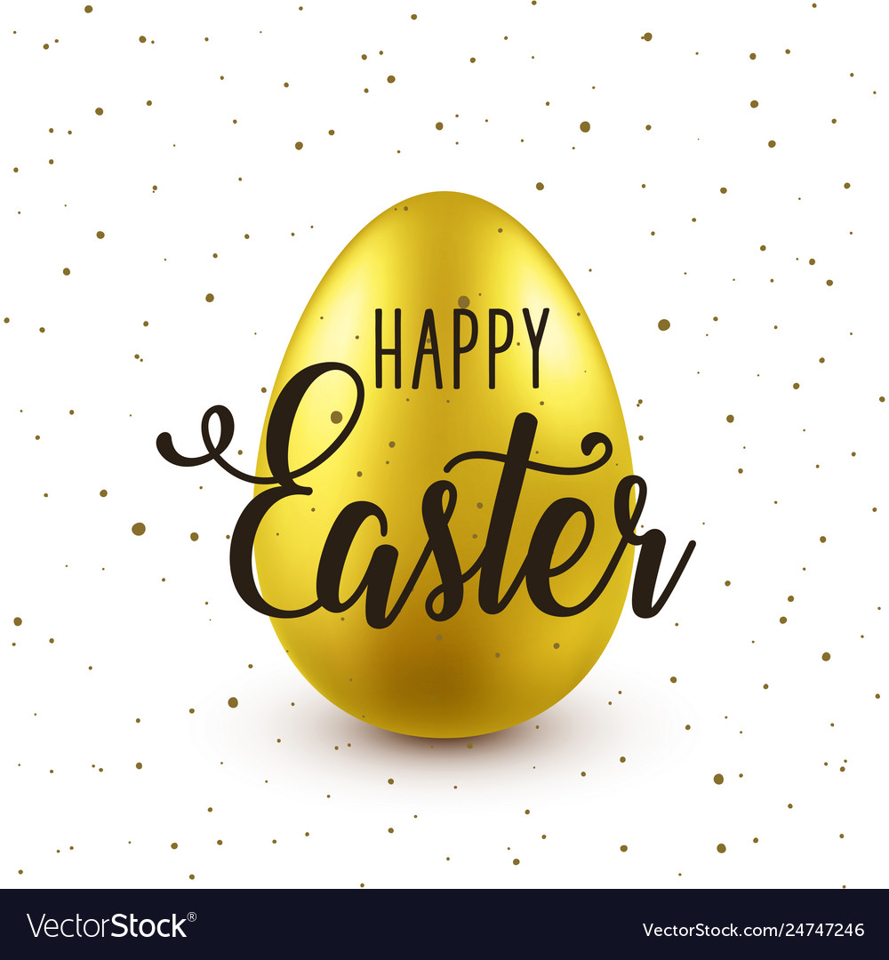 Easter background with realistic golden egg Vector Image