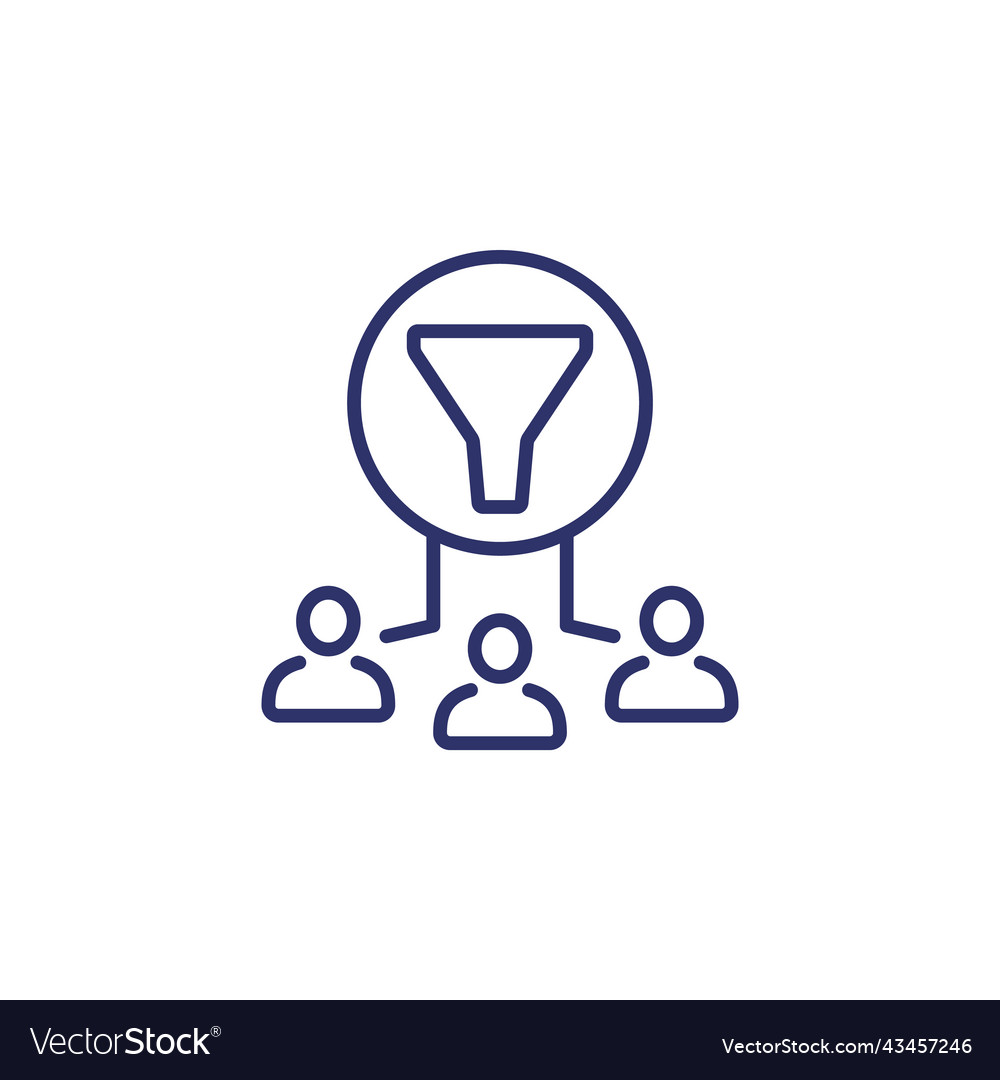 Filtering users data line icon