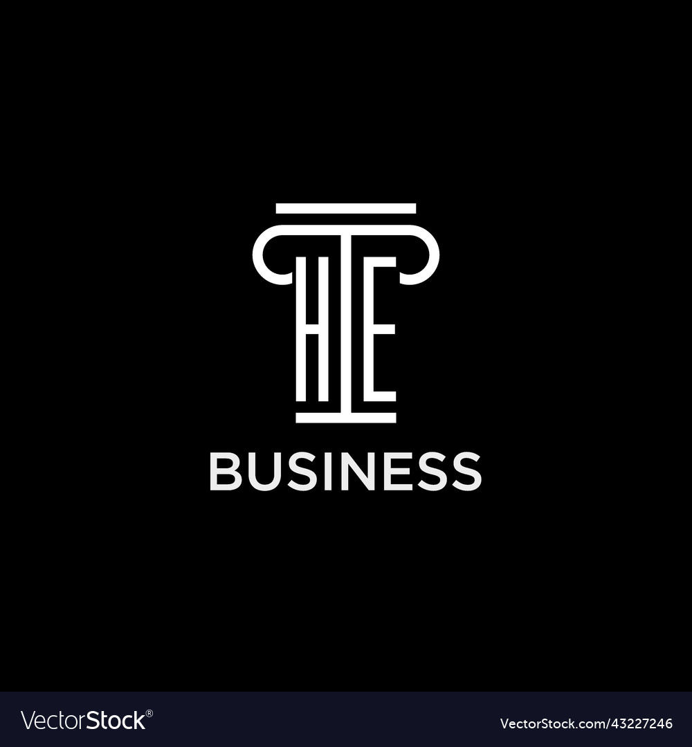 He monogram initial logo with pillar shape icon