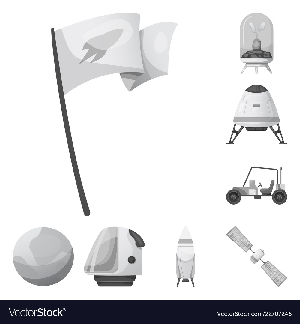 Isolated object of mars and space sign set vector image Isolated object of mars and space sign set
