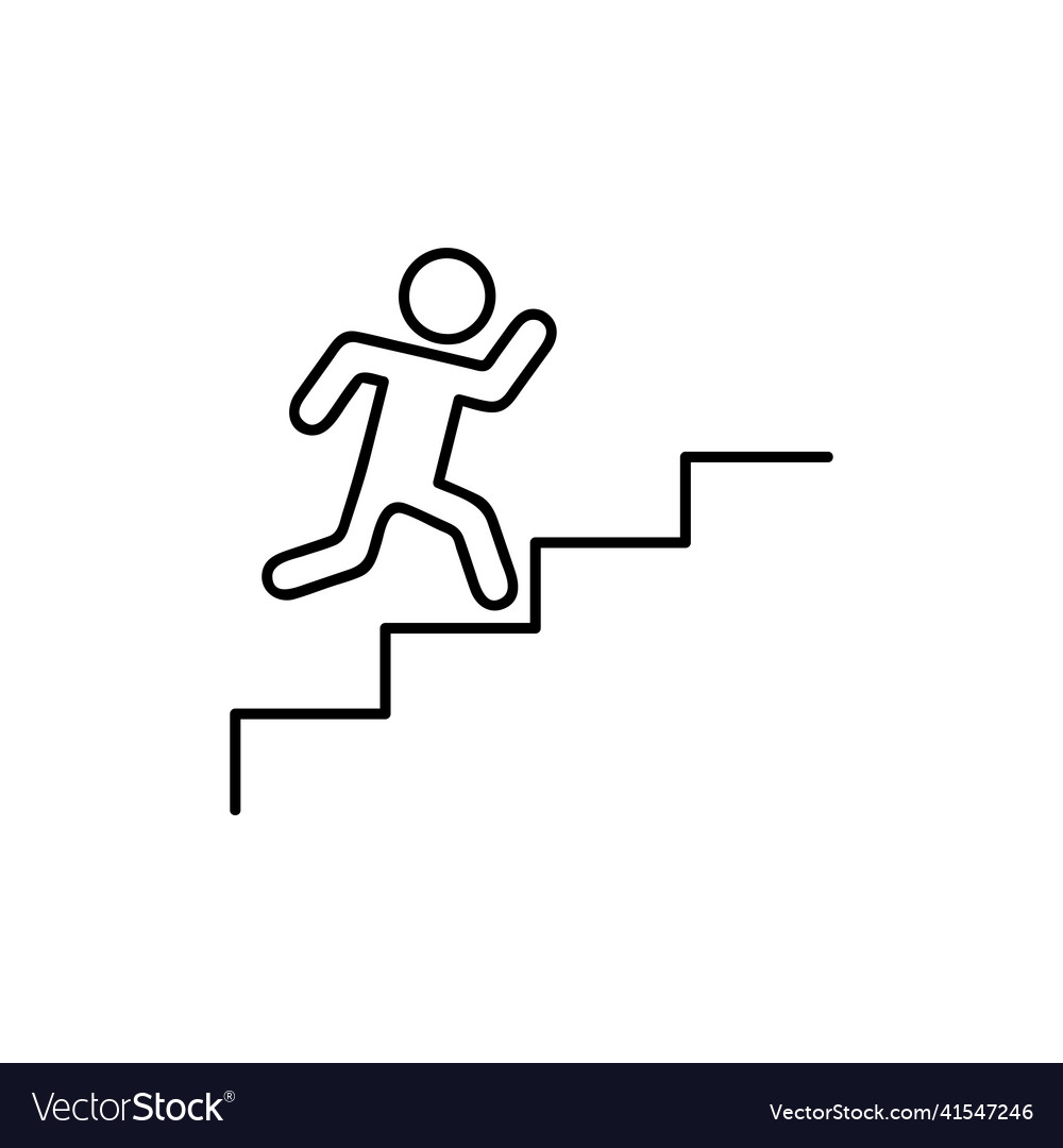 Man runs up the ladder line icon walk up stair Vector Image