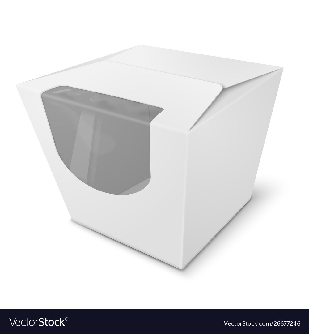 Paper box with transparent window on white