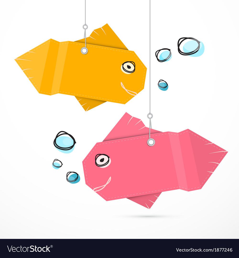 Paper fish hang on strings with bubbles