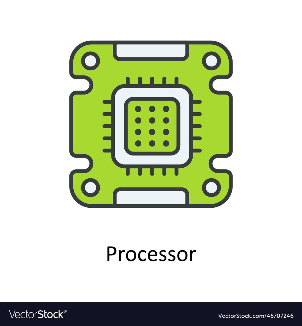 Processor fill outline icons simple stock