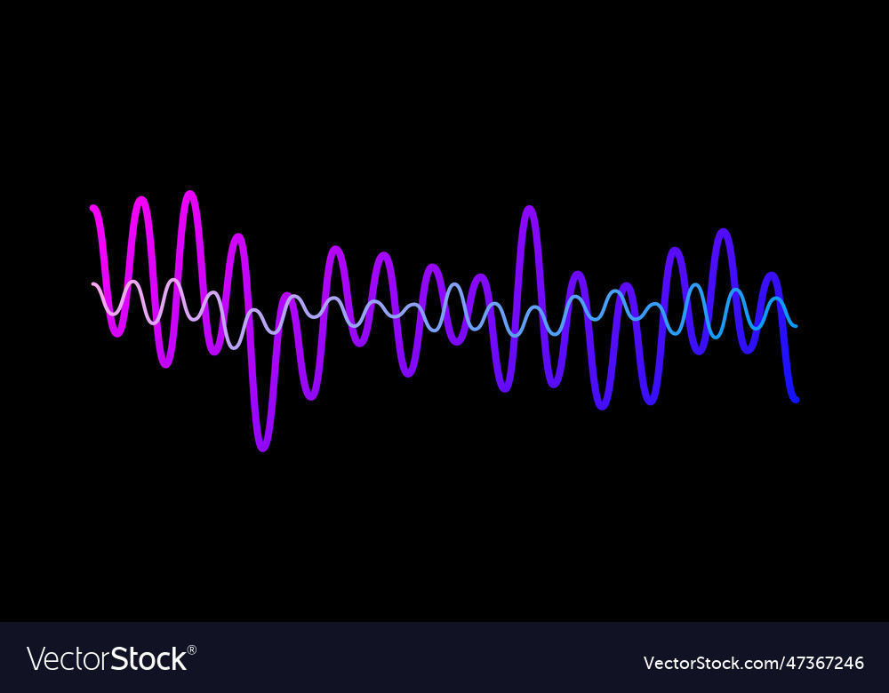 Purple gradient overlapping sound waves two vector image Purple gradient overlapping sound waves two