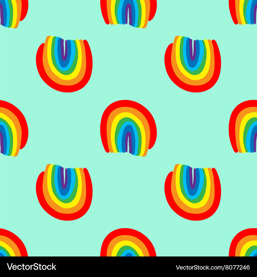 Rainbow seamless pattern hand drawn Royalty Free Vector