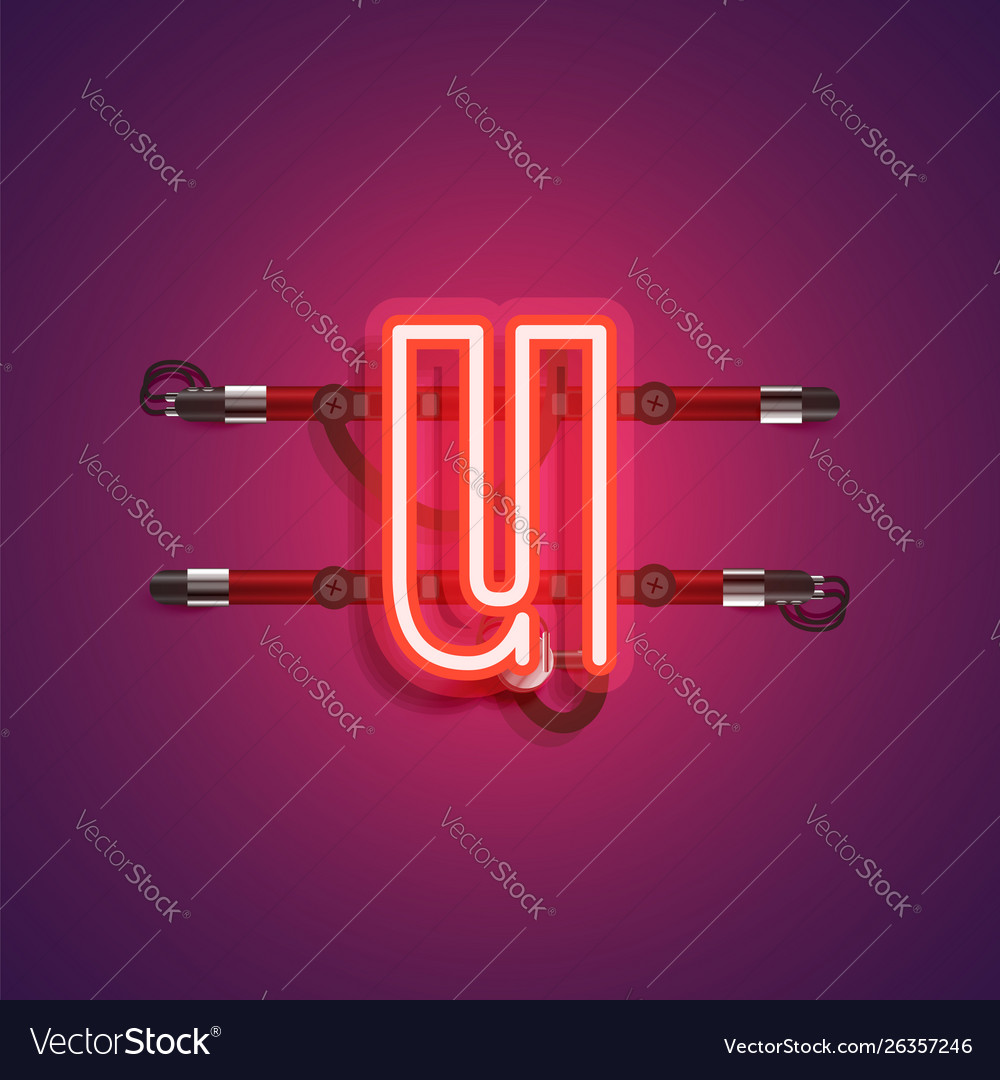 Realistic neon character with wires and console