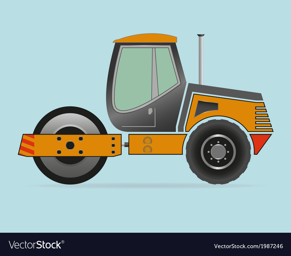 Road roller isolated on background