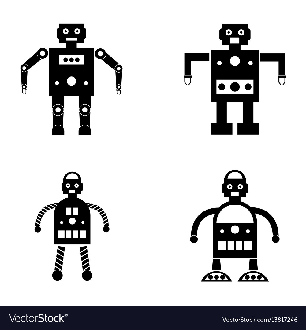 Robot icons set vector image Robot icons set