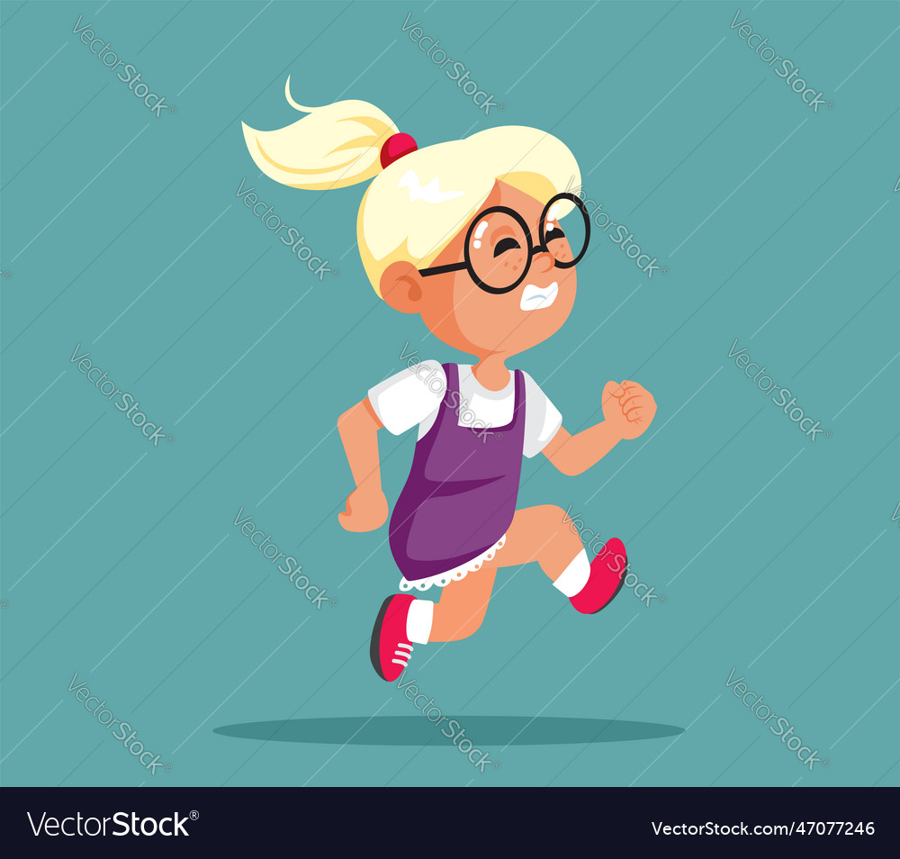 Scared little girl running away cartoon Royalty Free Vector